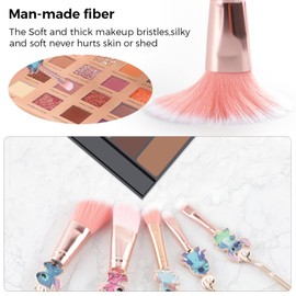 [6 Pcs] Stitch Makeup Brush Set & Stitch Bracelet, Lilo and Stitch Gifts, Portable Kawaii Makeup Brushes for Powder Eyeshadow Blushes Lips, Adjustable Bracelet Stitch Gifts for Girl Women