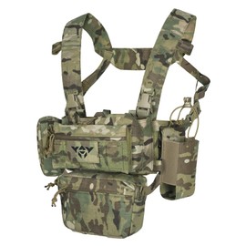 YAKEDA Tactical Chest Mini Rig Vest with Magazine Pouch Adjustable Detachable Laser-cutting Molle Modular Chest Vest (MC)