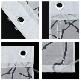 ESLIR Roman Blind with U-hooks Kitchen Roman Curtains Semi-transparent Eyelet Blind Curtains Modern Devore design 1 piece