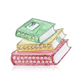 Soumimi Book Brooch Pin Rhinestones Enamel Book Brooches for Backpack Shirt Reading Lapel Pin Graduation Birthday Mother‘s Day Gift for Teacher Student Readers Book Lovers, Back to School Gifts