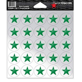 Award Decals Star (100 Stickers) (Kelly Green on Clear)