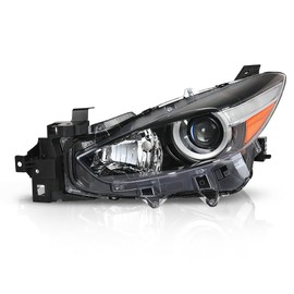 ALLGOOD Projector Headlights Assembly Halogen Left Side w/o Bulb Compatible with Mazda 3 2017-2018 Clear Lens Black Housing Amber Reflector