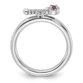 Auriga Fine Jewelry Sterling Silver Rhodium-plated Lab Created Ruby and White Topaz Key Fashion Ring Size 5