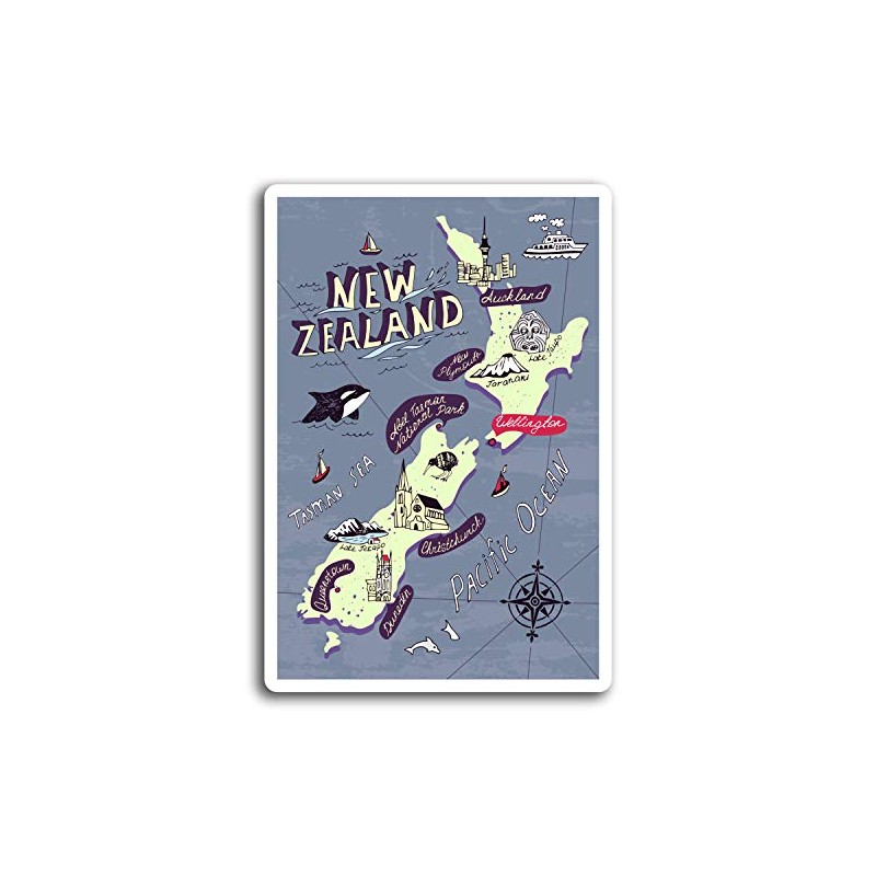 2 x 10cm New Zealand Auckland Map Vinyl Stickers -