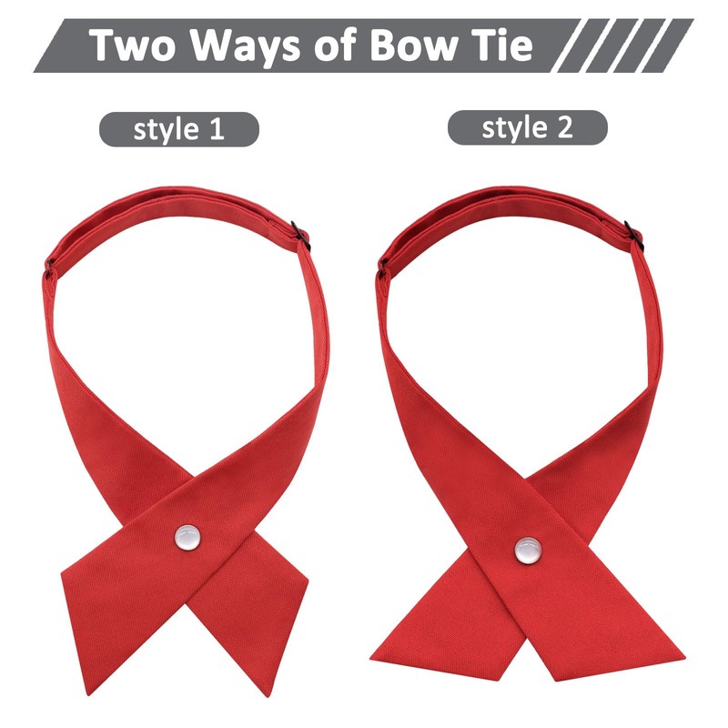 Mantieqingway School Uniform Pre Tied Bows for Girls Women Solid