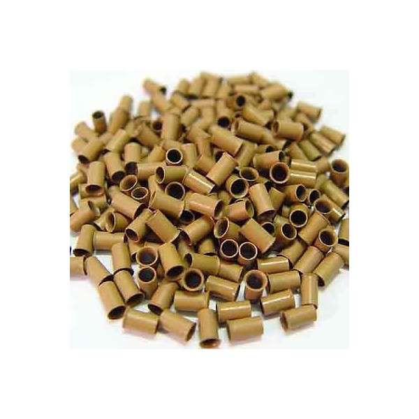 200 PCS 3.5 mm Light Brown Color Copper Tubes Beads Locks Micro Rings for I Tipped Human Hair Extensions