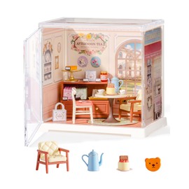 Rolife Mini Super Creator Series, DIY Miniature Honey Tea Lounge Dollhouse House Kit, Bulid Scenary for Action Collectible Figures,Creative Gifts for Women Kid Adults