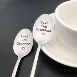 Christmas Spoon Gifts for Grandparents Love You Grandma Grandpa Spoon Set Fathers Day Mothers Day Gift Anniversary Birthday Gifts for Grandma Grandpa
