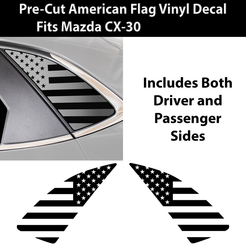 BOGAR TECH DESIGNS Precut Quarter Window American Flag Vinyl Decal