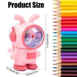 Sacapuntas con Manivela Manual, Ajuste de Espesor de Dibujos Animados para Niños, Sacapuntas Manual Portátil para Niños,sacapuntas, Sacapuntas para niños, para Regalos Estudiantes (Rosa)