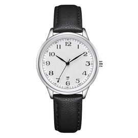 CIVO Men's Watch Women's Watch Leather Strap Watch: Analogue Waterproof Watch Men Women Elegant Business Quartz Couple Watches with Date, Black/White W, Strap.