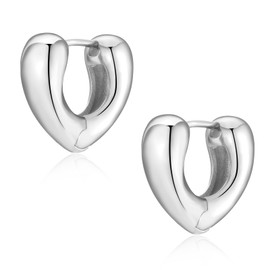 Silver Hoop Earrings for Women, 18K Gold Plated Thick Chunky Hoop Large Big Hoops Earrings Trendy Jewellery for Girls Gifts