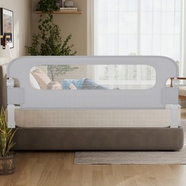 NUTIKAS Baby Bed Rail Guard for Toddlers - 78" Toddler Bed Rails for Twin, Full, Queen, King Bunk Size Bed Swing Down Bedrail Extral Tall Child Safety Side Railing Guards for Kids Gray