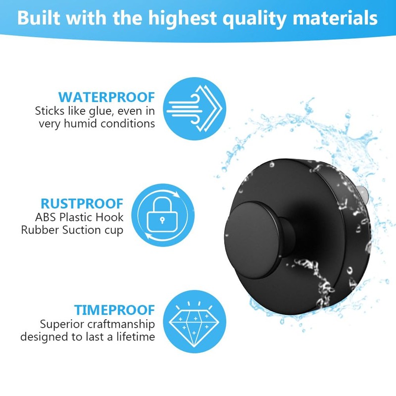 flintronic 4 Pcs Vacuum Suction Cup Hooks, Waterproof Reusable Heavy
