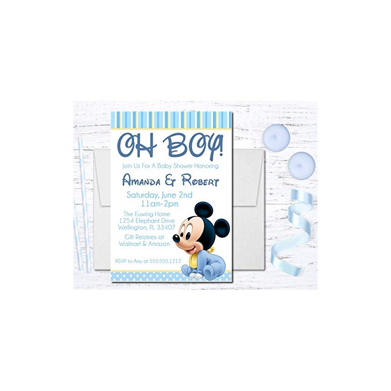 Mickey Mouse Baby Shower Invitations with Envelopes