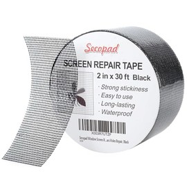 Secopad Secopad Black Window Screen Repair Tape, 2 in X 30 FT (360IN) Screen Repair Kit for Windows or Doors, Strong Adhesive Fiberglass Mesh Patch Tape