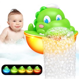 Dinosaur Baby Bath Toys Light Up Bath Bubble Machine with Colourful Light Bathtime Shower Bath Toys for Kids Ages 1-3 4-8 Birthday Gift Easter Basket Stuffers for Toddler Boys Girls