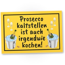 DankeDir! Prosecco kaltstellen Kochen - 30 x 20 cm Schild - Frauen Geburtstag Geburtstagsgeschenk Geschenk Freundin - Partydeko Geburtstagsdeko Geschenkidee Geburtstagskarte