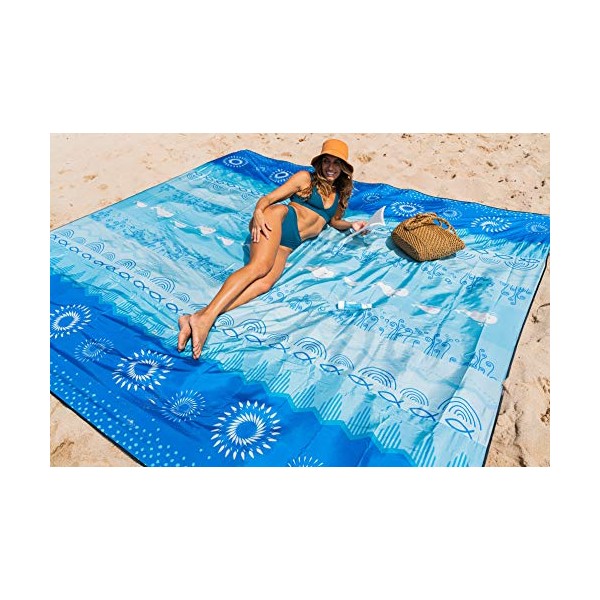 OCOOPA Beach Blanket Marine Life Series, 10'X 9' Extra Large, Soft and Durable Material, Sand Free Waterproof, Light Weight and Portable, Perfect for Travel Camping, Beach Vocation, Bohemia