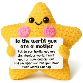 Gift for Mom from Family, Mothers Day Birthday Gift, Crochet Star Thank You Keepsake for Wife, Sentimental Desk Decor, Christmas Stocking Stuffer, You are Our World