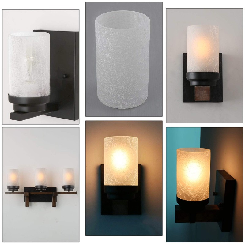 Voguad Frosted Glass Lamp Shade Replacement Crackle Texture, 1 5/8