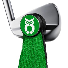 MagnetOwl Magnetic Golf Towel Clip (Turn Any Golf Towel Magnetic) - with Removable Ball Marker and Waffle Towel - Highest Strength Magnet - Removable and Reusable Golf Towel Magnet (Green)