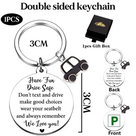 Drive Safe Keyring for New Driver - Driver Passed Driving Test Gifts for Girl Boy, 17th Birthday Present for Daughter Son (Silver)