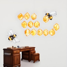 Bee Wall Decal Hive Theme Wall Stickers Honeybee Wall Decor, Easy to Apply and Remove, Cute Bee Design for Nursery Kindergarten Bedroom Living Room Honey Shop