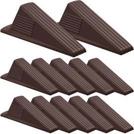 Frienda 12 Pcs Jumbo Door Stoppers Heavy Duty Door Stopper Tall up to 2inch Tall Wedge TPR Large Door Wedge Stackable Big Rubber Doorstop for Hotel Carpet Hardwood Concrete and Tile (Coffee)