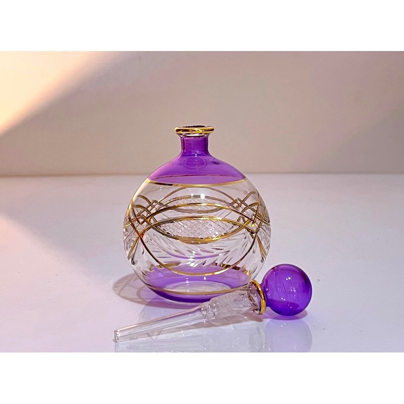 Les Trois Pyramides Hand-Blown Violet Perfume Bottle with 14K Gold