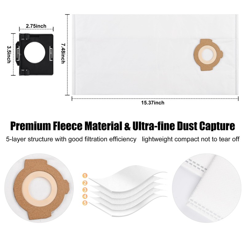 3 Pack 49-90-2016 Fleece Dust Bags Compatible with Milwaukee 0960-20