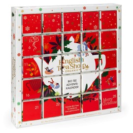 ETS Puzzle Tea Advent Calendar "Red Christmas", 25 x Organic Teas in Pyramid Bags, Fruits, Herbs and Spice Tea