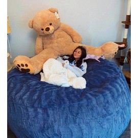 Giant Sherpa Bean Bag Chair Cover, Ultra Soft Bean Bag Bed (No Filler, Cover only), Large Round Soft Fluffy Bean Bag for Adults, Machine Washable Big Size Bean Bag Covers