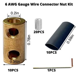 10Pcs 6 AWG Gauge Wire Connector Nut Kit, 80 Amp Splicing Quick Wiring Connection Terminal, Circuit Wire Connector with Screws and Heat Shrink Tubes