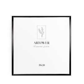 Artower® Picture Frame Black Metal Thin Frame for 30 x 30 cm Poster Frame Large Collage Picture Frame Metal 30 x 30 cm Aluminium Slim Picture Frame Black Poster Frame