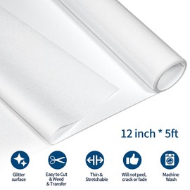 VINYL FROG Glitter HTV Vinyl Heat Transfer Vinyl Roll 12" x 5ft White Iron on Vinyl Glitter Heat Press Vinyl for T-Shirts Works with All Cutter Machine