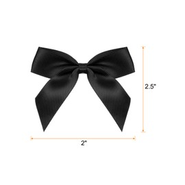 MECCANIXITY 100Pcs Mini Ribbon Bow 2.5" Mini Fabric Satin Ribbon Flower Bows for Craft DIY Sewing Wedding Birthday Party Black