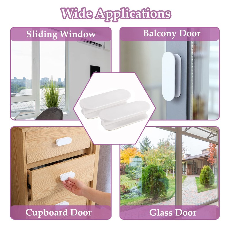 ShanBye 4 PCS Stick On Handles, Modern White ABS Plastic,