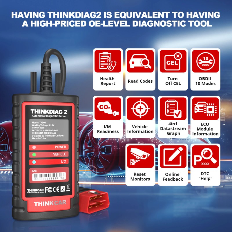 2025 Car Scanner Thinkcar ThinkDiag 2 Universel Obd Bi-directional Control