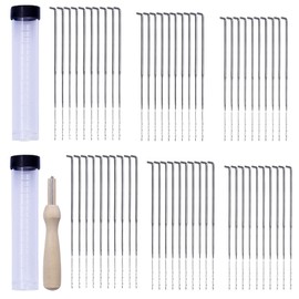 63 Pcs Needle Felting Needles UK,Needle Felting Kits of 3 Sizes,Needle Felting Wool Tools Stitch Punch with Bottle and Wooden Wool Needles for Sewing Up Knitting,Wool Felting DIY Punch Needle Kits