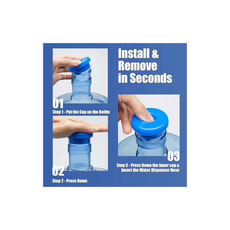 5 Gallon Water Jug Cap Reusable, Non-Spilling 55mm Water Bottle