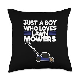 Funny Lawn Mowing Just A Boy Who Loves Lawn Mowers Throw Pillow