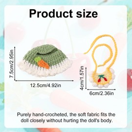 Doll Clothing Accessories Set, Adorable Stylish Hand Knitted Carrot Headband & Cherry Bib Funny Outfit Accessories Set Suitable for Friend Doll Collector Gift
