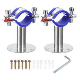 sourcing map 2Pcs Stainless Steel Pipe Supports Wall Mount Ceiling Mount Pipe Bracket Adjustable Clamp Pipe Straps with Screws Fit for Dia 32-34mm Pipe Tube