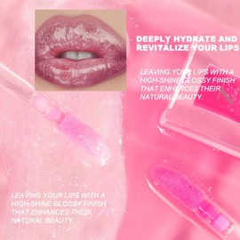 Color Changing Lip Oil Moisturizing Lip Glow Oil Lip Gloss High-shine Moisturizing Lip Gloss Oil Hydrating Plumping Liquid Lipstick Non-stick Cup Glitter Lipstick Lip Tint Reduce Fine Lines Lip Care