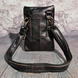 Le'aokuu Men Leather Fashion Waist Belt Bag Fanny Pack Casual Small Messenger Crossbody Travel Bag