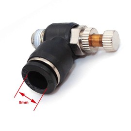 Beduan Pneumatic Push to Connect Air Flow Control Valve, 8mm Tube OD x 1/4" Male Thread, Elbow 90 Degree Switch Valve Adapter Fitting