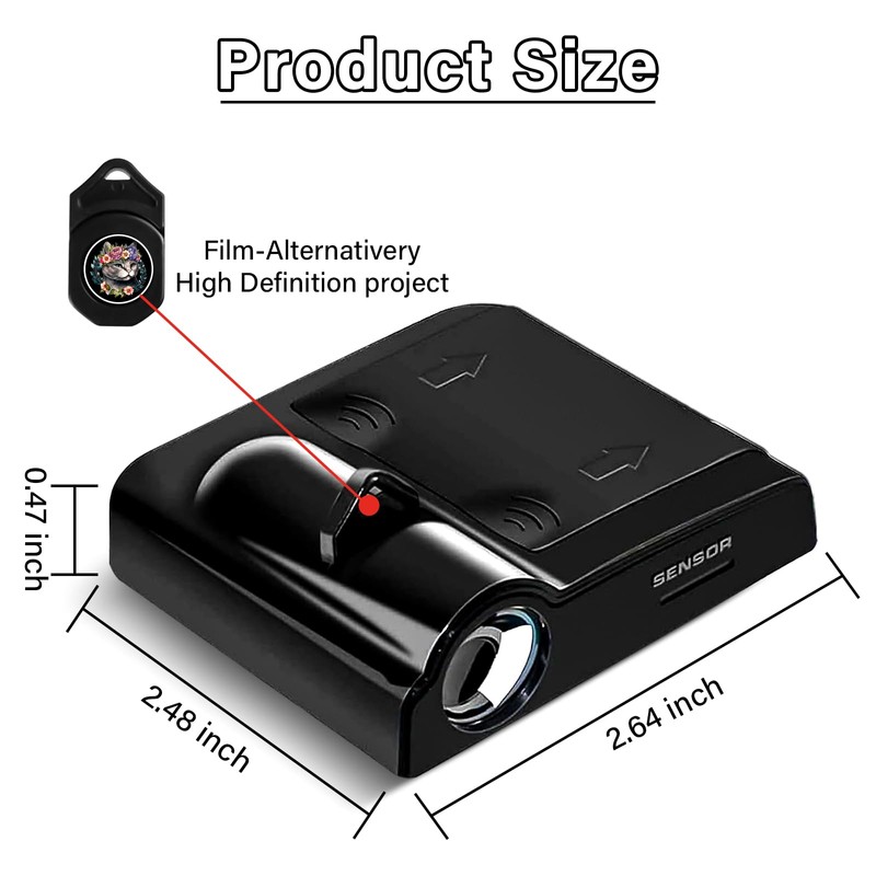 2PCS Cute Kitten Car Door Lights Projector, Universal Car Door