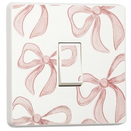 stika.co Pack of 2 Pink Bow Print Single Light Switch Sticker Vinyl Cover Skin