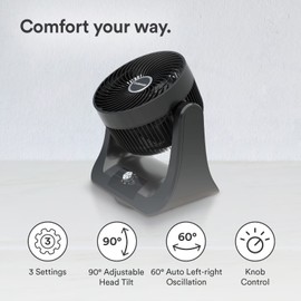 Everdure 9” Oscillating Desk or Table Fan, 3 Speed Settings, Targeted Airflow Control, Low Noise, Portable, Personal Fan, Perfect Cooling Fan for Bedroom, Living Room, Home Office, Black